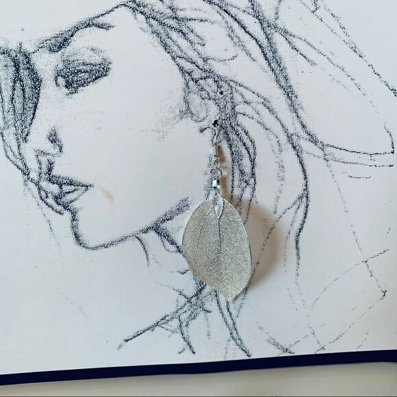 Bohemian Long earrings silver leaves - Picture 3 of 3
